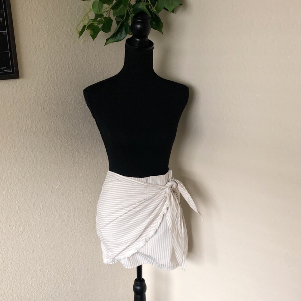 Stripped Wrap Mini Skirt